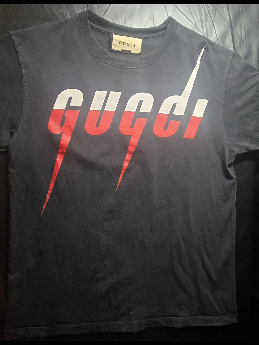 Gucci  Blade Print T-Shirt Black Red 565806 Size Extra Small Made In Italy